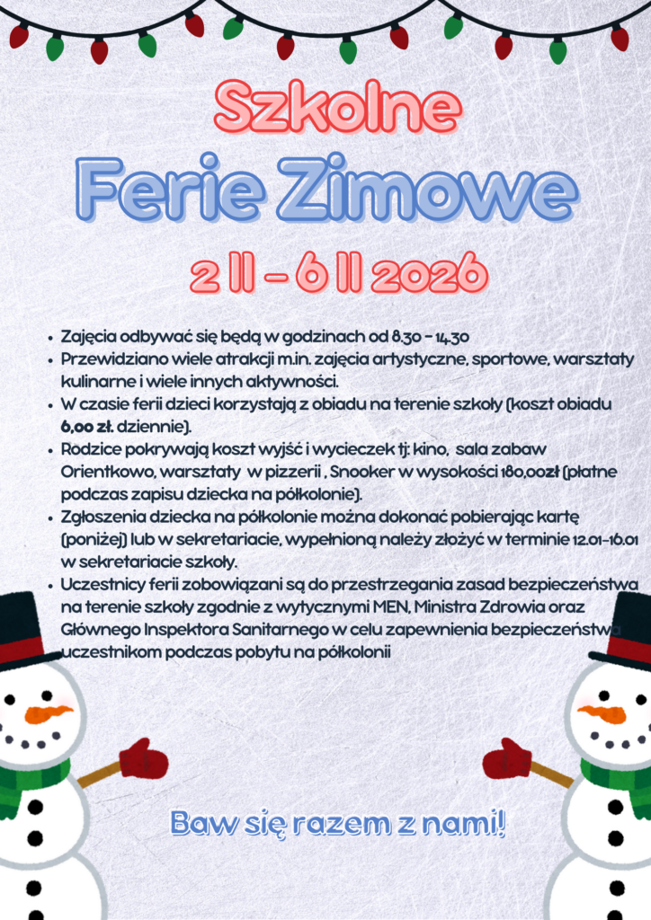 Niebieski i Biały Zabawny Ferie Zimowe Plakat A3 (3)